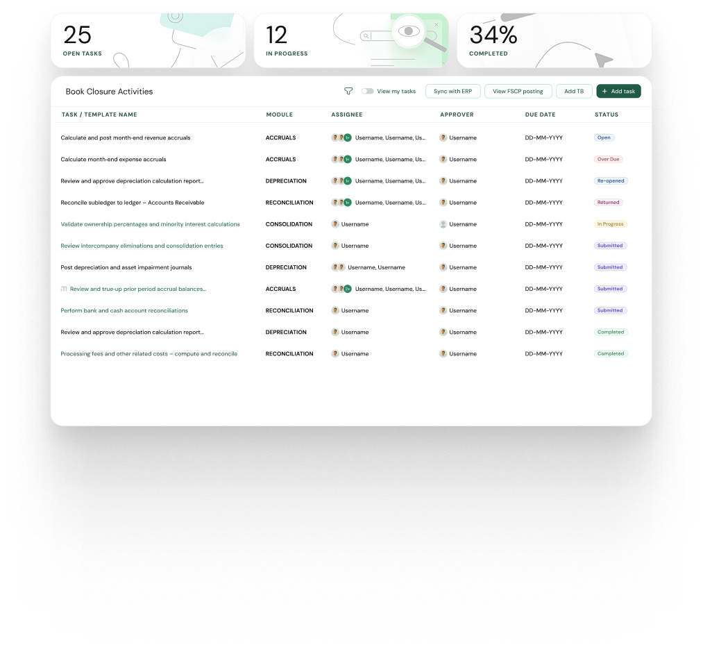 Book closure accounting feature screenshot